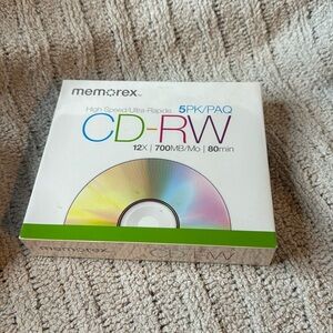 Memorex High Speed 5 pack CD-RW /12x /700mb /80 min New in Package